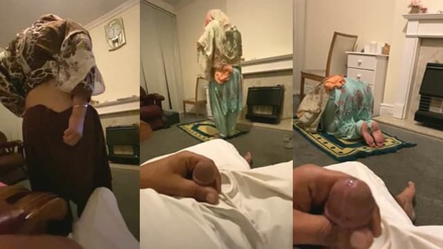 Muslim Hot Wife Doing Namaz Husband Jerking Blowjob