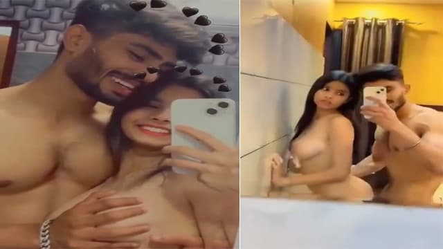 Indian Teen Couple Mirror Selfie Fuck Video